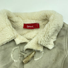 Load image into Gallery viewer, Girls Sprout, fleece lined faux suede jacket / coat, L: 39cm, EUC, size 1,  