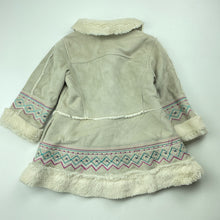 Load image into Gallery viewer, Girls Sprout, fleece lined faux suede jacket / coat, L: 39cm, EUC, size 1,  