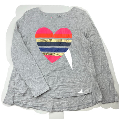Girls Cotton On, grey marle long sleeve top, heart, EUC, size 12,  