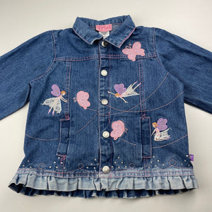 Girls D'Lish, embroidered denim jacket, fairies, GUC, size 3,  