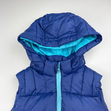 Load image into Gallery viewer, unisex Lily &amp; Dan, blue hooded puffer vest / sleeveless jacket, GUC, size 5,  