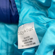 Load image into Gallery viewer, unisex Lily &amp; Dan, blue hooded puffer vest / sleeveless jacket, GUC, size 5,  