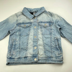 Girls Cotton On, blue stretch denim jacket, poppers, FUC, size 7,  