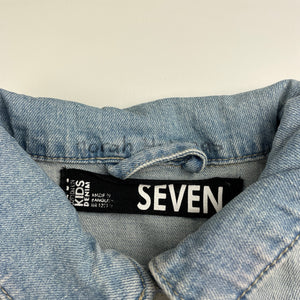 Girls Cotton On, blue stretch denim jacket, poppers, FUC, size 7,  