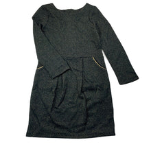 Load image into Gallery viewer, Girls H&amp;M, black &amp; metallic gold long sleeve dress, EUC, size 5-6, L: 60cm