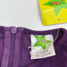 Load image into Gallery viewer, Girls STAR, embroidered purple corduroy cotton dress, NEW, size 4, L: 50cm