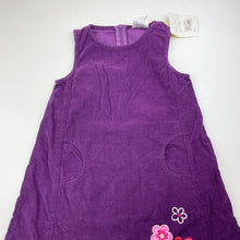 Load image into Gallery viewer, Girls STAR, embroidered purple corduroy cotton dress, NEW, size 4, L: 50cm