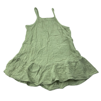 Girls Anko, sage crinkle cotton summer dress, FUC, size 3, L: 50cm