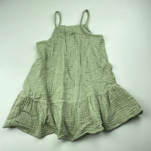 Girls Anko, sage crinkle cotton summer dress, FUC, size 3, L: 50cm