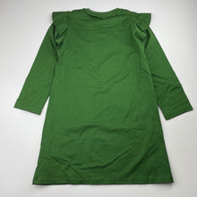 Load image into Gallery viewer, Girls COS, green lightgweight cotton long sleeve dress, no size, armpit to armpit: 33.5cm, shoulder to cuff: 42cm, EUC, size 6, L: 62cm