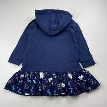 Load image into Gallery viewer, Girls Target, navy cotton hooded casual dress, GUC, size 3, L: 45cm