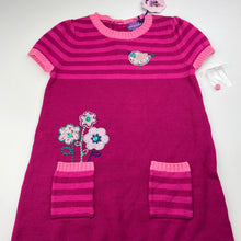 Load image into Gallery viewer, Girls Shrinking Violet, embroidered knitted cotton short sleeve dress, NEW, size 3, L: 51cm