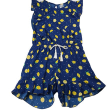 Load image into Gallery viewer, Girls Japna Kids, lightweight ruffle playsuit, lemons, EUC, size 10,  