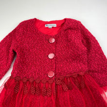 Load image into Gallery viewer, Girls B.M.GARMENTS, red boucle &amp; tulle dress, GUC, size 2, L: 51cm