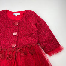 Load image into Gallery viewer, Girls B.M.GARMENTS, red boucle &amp; tulle dress, GUC, size 2, L: 51cm