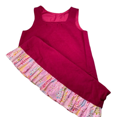 Girls Handmade, lined corduroy cotton dress, Christmas trim, armpit to armpit: 35cm, EUC, size 8-10, L: 70cm