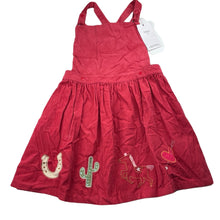 Load image into Gallery viewer, Girls M&amp;S, embroidered corduroy cotton overalls dress / pinafore, NEW, size 6-7, L: 62cm