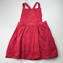Load image into Gallery viewer, Girls M&amp;S, embroidered corduroy cotton overalls dress / pinafore, NEW, size 6-7, L: 62cm