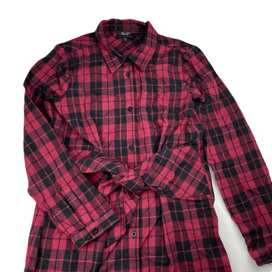 Girls Bardot Junior, checked cotton shirt dress, EUC, size 12, L: 80cm at front