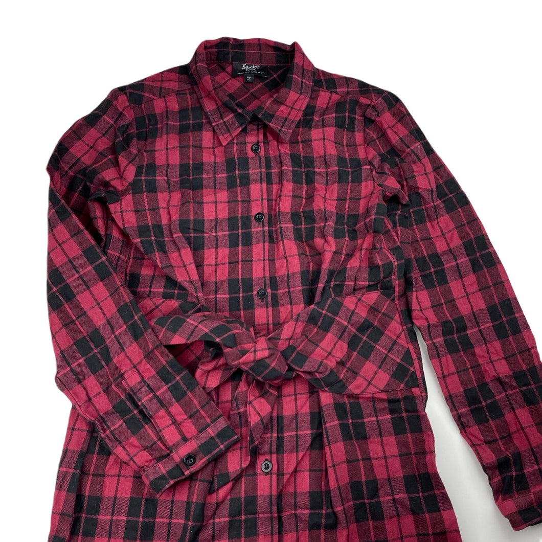 Girls Bardot Junior, checked cotton shirt dress, EUC, size 12, L: 80cm at front