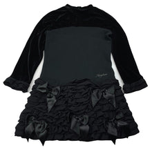 Load image into Gallery viewer, Girls Kingkow, black long sleeve party dress, GUC, size 6-7, L: 62cm