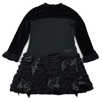 Girls Kingkow, black long sleeve party dress, GUC, size 6-7, L: 62cm