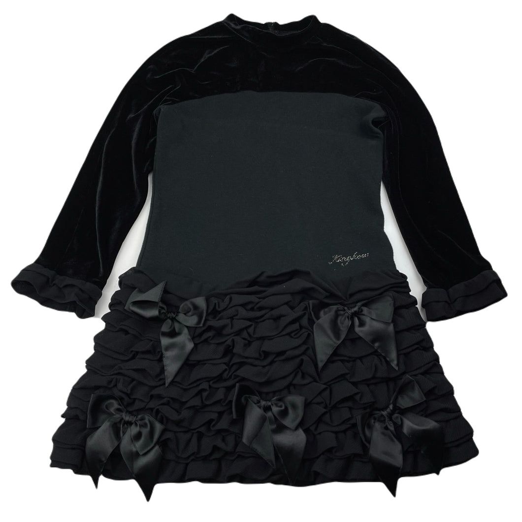Girls Kingkow, black long sleeve party dress, GUC, size 6-7, L: 62cm