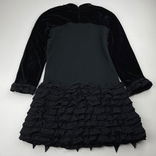 Load image into Gallery viewer, Girls Kingkow, black long sleeve party dress, GUC, size 6-7, L: 62cm