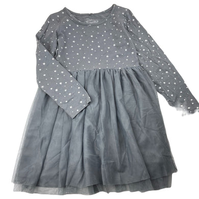 Girls H&T, spliced cotton & tulle party dress, GUC, size 7, L: 63cm