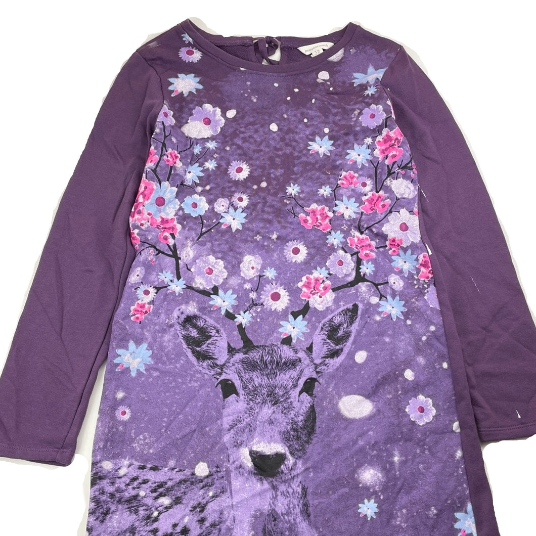 Pumpkin Patch purple long sleeve dress, deer, size 12, Pre-loved