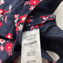 Load image into Gallery viewer, Girls Tiny Little Wonders, lined floral corduroy cotton dress, EUC, size 1, L: 48cm