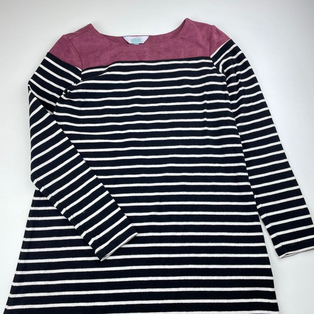 Girls Tilii, striped stretchy long sleeve dress, GUC, size 12, L: 71cm