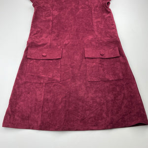 Girls Zara, maroon faux suede short sleeve dress, NEW, size 11-12, L: 71cm