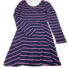 Load image into Gallery viewer, Girls Target, navy &amp; pink stripe long sleeve dress, EUC, size 10, L: 70cm