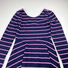 Load image into Gallery viewer, Girls Target, navy &amp; pink stripe long sleeve dress, EUC, size 10, L: 70cm