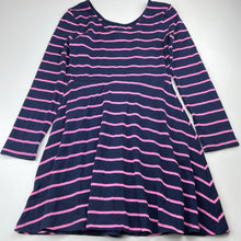 Load image into Gallery viewer, Girls Target, navy &amp; pink stripe long sleeve dress, EUC, size 10, L: 70cm