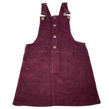 Load image into Gallery viewer, Girls B Collection, maroon stretch corduroy overalls dress / pinafore, NEW, size 10, L: 61cm