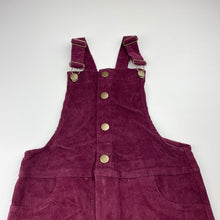 Load image into Gallery viewer, Girls B Collection, maroon stretch corduroy overalls dress / pinafore, NEW, size 10, L: 61cm