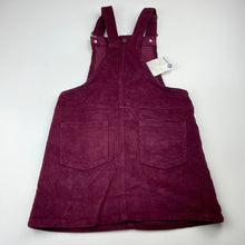 Load image into Gallery viewer, Girls B Collection, maroon stretch corduroy overalls dress / pinafore, NEW, size 10, L: 61cm