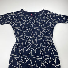 Load image into Gallery viewer, Girls Cotton On, navy &amp; white cotton long sleeve dress, GUC, size 10, L: 65cm approx