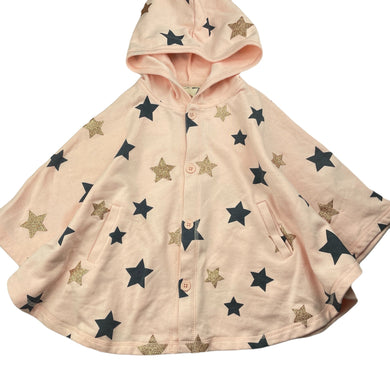 Girls Cotton On, hooded poncho sweater, stars, small mark front, FUC, size 7,  