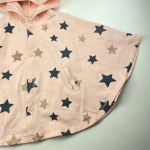Girls Cotton On, hooded poncho sweater, stars, small mark front, FUC, size 7,  