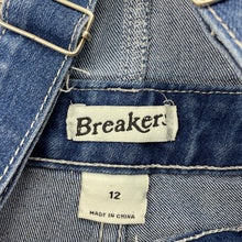 Load image into Gallery viewer, Girls Breakers, lace trim stretch denim overalls / shortalls, FUC, size 12,  