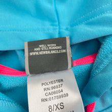 Load image into Gallery viewer, Girls New Balance, fleece lined zip up track top, small mark back, FUC, size 8,  