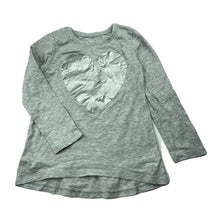 Load image into Gallery viewer, Girls Cotton On, grey marle long sleeve top, heart, GUC, size 5,  