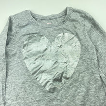 Load image into Gallery viewer, Girls Cotton On, grey marle long sleeve top, heart, GUC, size 5,  