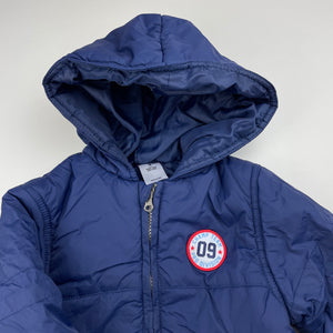 Boys H&T, navy hooded jacket / coat, GUC, size 3,  