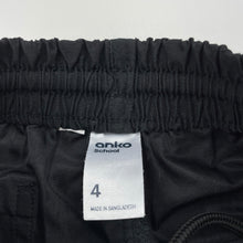 Load image into Gallery viewer, unisex Anko, black lightweight school shorts, elasticated, GUC, size 4,  