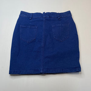 Girls Mia, blue stretch denim skirt, L: 37cm, W: 32.5cm across unstretched, GUC, size 10,  