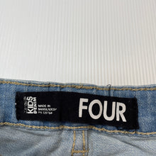 Load image into Gallery viewer, Girls Cotton On, distressed stretch denim shorts, adjustable, GUC, size 4,  